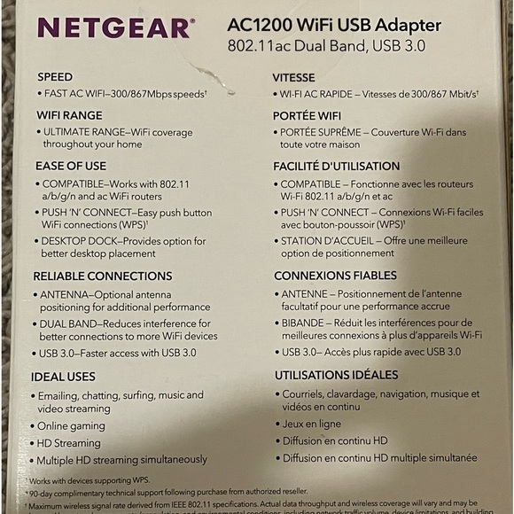 New! NETGEAR® AC1200 WiFi USB Adapter
802.11 ac Dual Band, USB 3.0 - Picture 7 of 8
